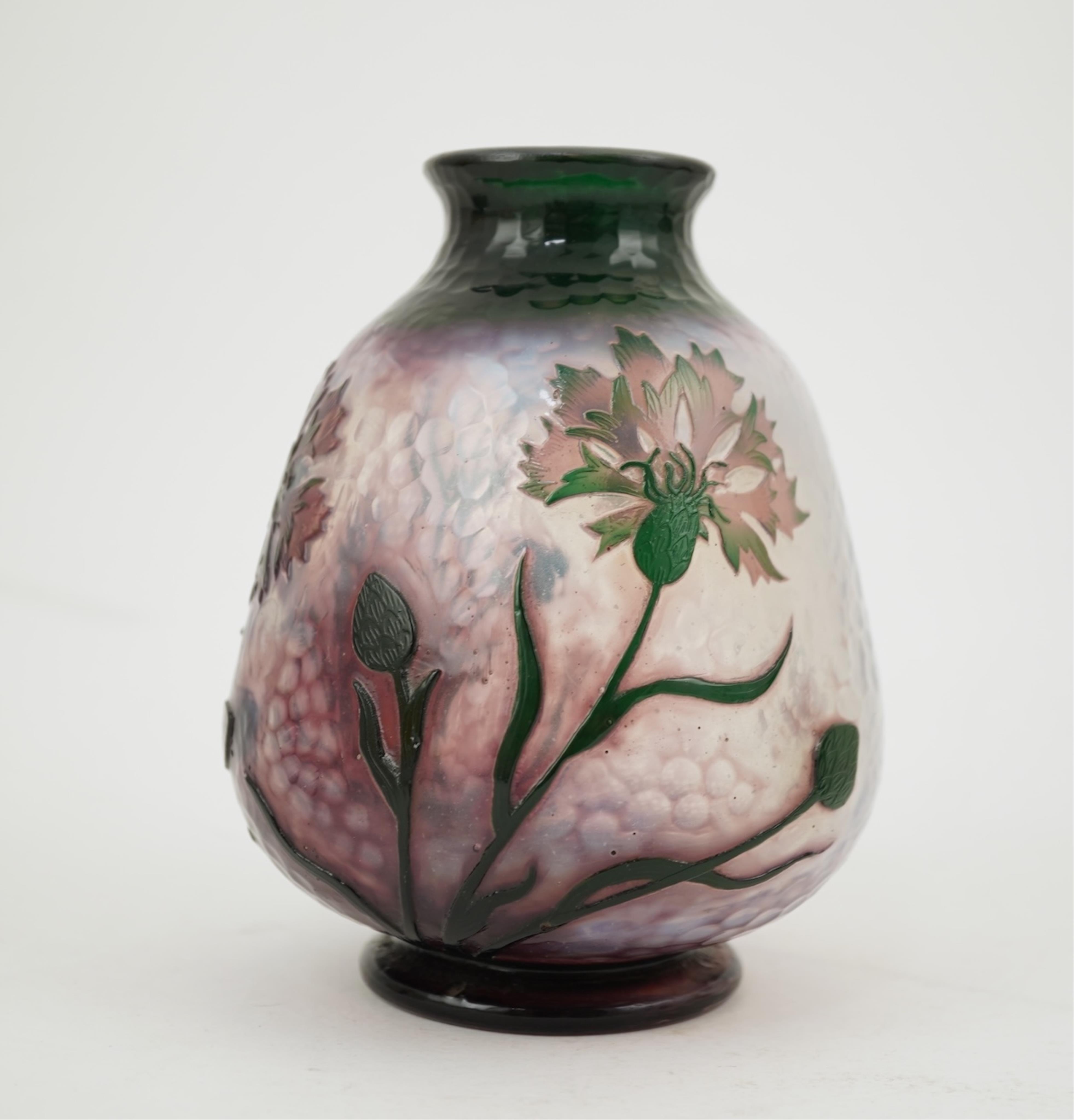 A small Daum Freres cameo glass vase